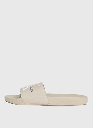 Calvin Klein Bej Erkek Plaj Terliği SLIDE MONOGRAM CO