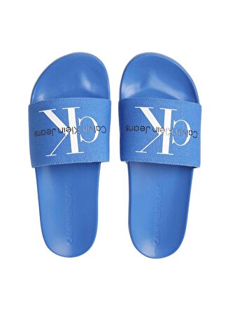 Calvin Klein Mavi - Beyaz Erkek Plaj Terliği SLIDE MONOGRAM CO