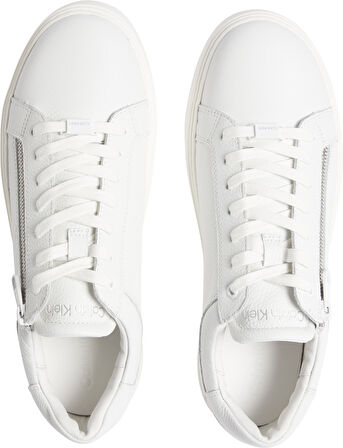 Erkek Marka Logolu Şık Görünüşlü Deri  Gündelik Kullanıma Uygun Siyah-Beyaz Sneaker HM0HM01475-0K4