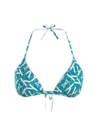 Calvin Klein Mavi - Beyaz Kadın Bikini Üst TRIANGLE-RP-PRINT KW0KW024830G1