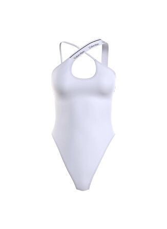 Calvin Klein Beyaz Kadın Mayo HALTER ONE PIECE KW0KW02423YCD