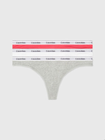 Kadın Marka Logolu Elastik Bantlı Günlük Kullanıma Uygun Beyaz-Gri-Pembe Külot 000QD5209E-NP4