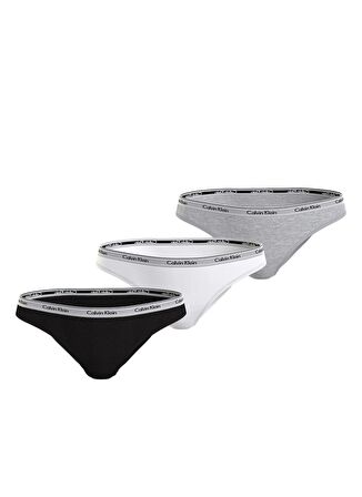 Calvin Klein Siyah - Beyaz - Gri Kadın Külot 3lü 000QD5207E