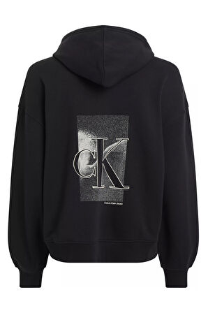 Kadın DIFFUSED CK ZIP-THROUGH Sweatshirt-Siyah | M