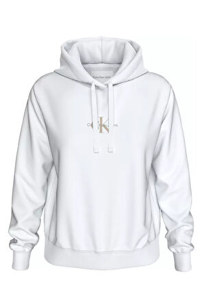 Kadın MONOLOGO REGULAR HOODIE Sweatshirt-Beyaz | XS