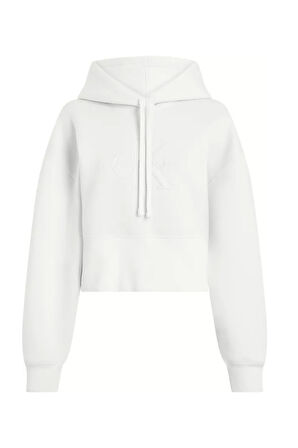 Kadın SCUBA PREMIUM MONOLOGO HOODIE Sweatshirt-Beyaz | XS