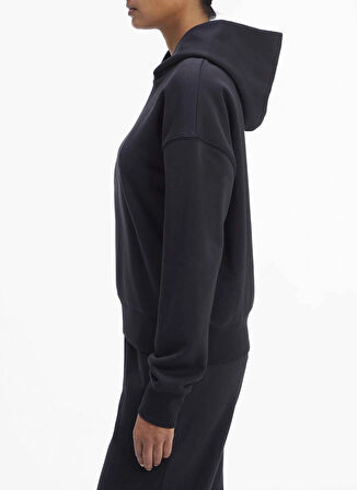 Calvin Klein Kapüşon Yaka Baskılı Siyah Kadın Sweatshırt NANO LOGO RELAXED HOODIE