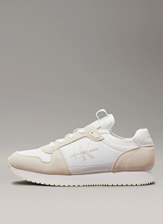 Calvin Klein Beyaz - Krem Erkek Sneaker RUNNER SOCK LACEUP NY-LTH