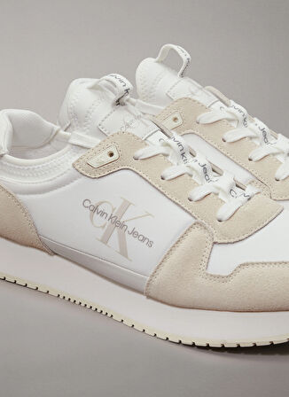 Calvin Klein Beyaz - Krem Erkek Sneaker RUNNER SOCK LACEUP NY-LTH