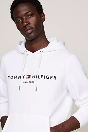 Erkek TOMMY LOGO HOODY Sweatshirt - Beyaz | XS