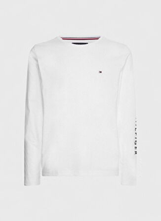 Tommy Hilfiger Bisiklet Yaka Düz Beyaz Erkek T-Shirt MW0MW09096YBR