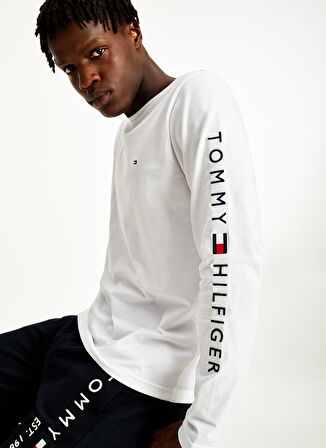 Tommy Hilfiger Bisiklet Yaka Düz Beyaz Erkek T-Shirt MW0MW09096YBR