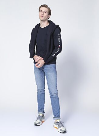 Tommy Hilfiger Bisiklet Yaka Düz Mavi Erkek T-Shirt MW0MW09096DW5