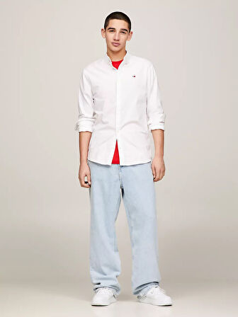 Erkek Tjm Slim Stretch Oxford Gömlek - Beyaz  | XS