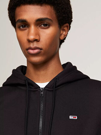 Erkek TJM REGULAR FLEECE ZIP HOODIE Sweatshirt-Siyah | S