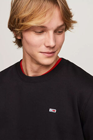 Erkek Bayrak Yama Polar Sweatshirt - Siyah | XS