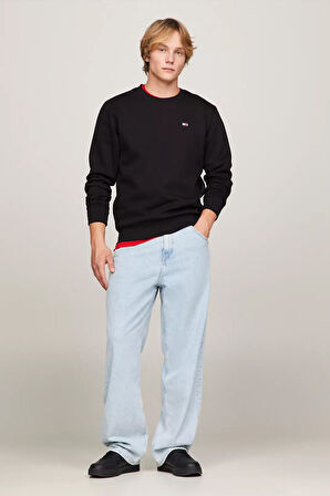 Erkek Bayrak Yama Polar Sweatshirt - Siyah | XS
