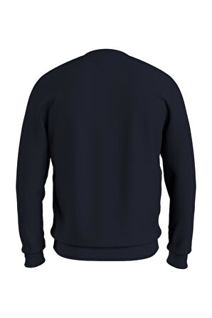 TOMMY HILFIGER Erkek Göğüste Marka Logolu ve Marka İmzalı Bisiklet Yakalı Organik Pamuklu Kollarda Marka Bayrak Detaylı Lacivert Sweatshirt MW0MW11596 DW5