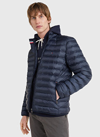 Tommy Hilfiger Mavi Dik Yaka Erkek İnce Mont MW0MW18763DW5
