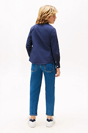 Erkek Çocuk Solid Stretch Poplin Gömlek - Lacivert | 10 Yaş