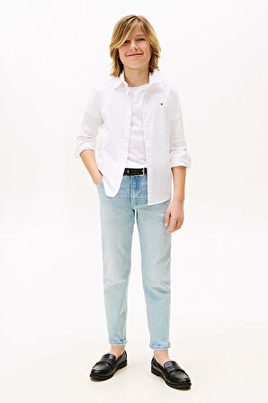 Erkek Çocuk Solid Stretch Poplin Gömlek - Beyaz | 10 Yaş