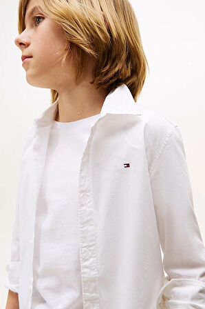 Erkek Çocuk Solid Stretch Poplin Gömlek - Beyaz | 10 Yaş
