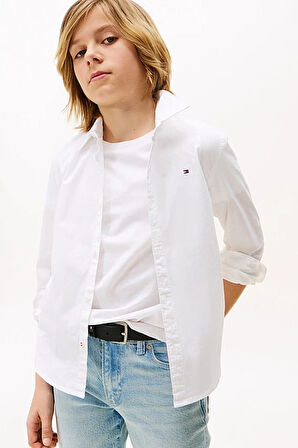 Erkek Çocuk Solid Stretch Poplin Gömlek - Beyaz | 12 Yaş