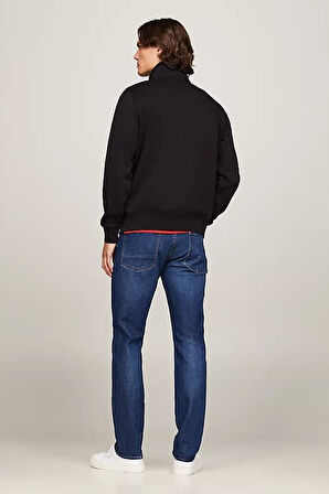 Erkek Çeyrek Fermuarlı Sahte Yaka Sweatshirt - Siyah | XS