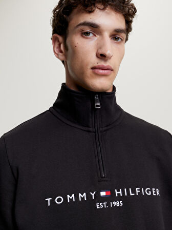 Tommy Hilfiger Logo Mockneck Erkek Yarım Fermuarlı Sweatshirt
