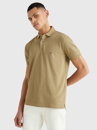 TOMMY HILFIGER Erkek Marka Logolu Organik Pamuklu Polo Yakalı Kısa  Kollu Günlük Kullanıma Uygun Şık Görünümlü Kahverengi- Polo Yaka T-Shirt MW0MW17770 GXR