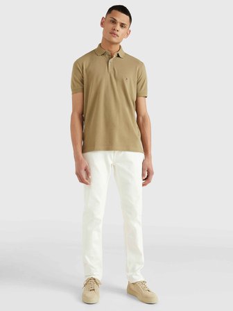 TOMMY HILFIGER Erkek Marka Logolu Organik Pamuklu Polo Yakalı Kısa  Kollu Günlük Kullanıma Uygun Şık Görünümlü Kahverengi- Polo Yaka T-Shirt MW0MW17770 GXR