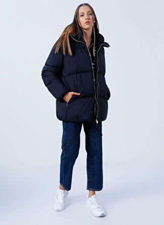 Tommy Hilfiger  Mavi Kadın Uzun Şişme Mont WW0WW35075DW5