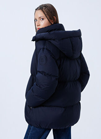 Tommy Hilfiger  Mavi Kadın Uzun Şişme Mont WW0WW35075DW5