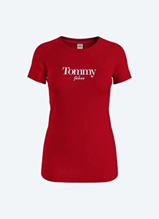 Tommy Jeans Bisiklet Yaka Kırmızı Kadın T-Shirt DW0DW13696XNL KIRMIZI T-SHIRT