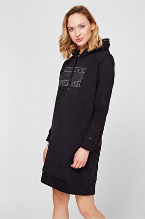 Nakış İşlemeli Logo Kısa Elbise