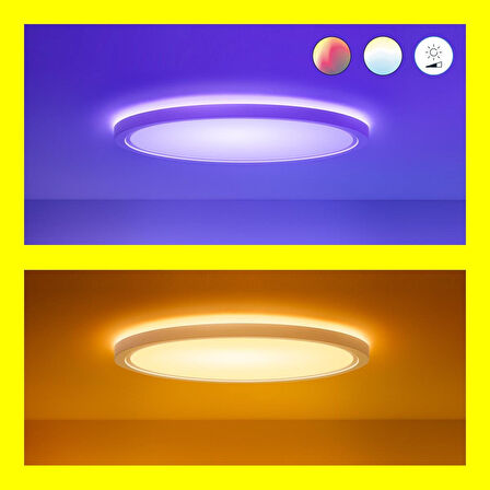 Wiz SuperSlim 22W Beyaz Sıva Üstü RGB Akıllı LED Yuvarlak Panel Tavan Armatürü 42 cm çapında 2600 Lumen