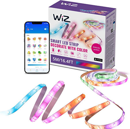 Wiz RGBIC 5 Metre Akıllı Led Şerit (16 Milyon Renk, Wi-Fi Kontrollü) - Google Home, Alexa and HomeKit