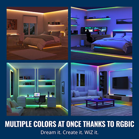 Wiz RGBIC 10 Metre Akıllı Led Şerit (16 Milyon Renk, Wi-Fi Kontrollü) - Google Home, Alexa and HomeKit