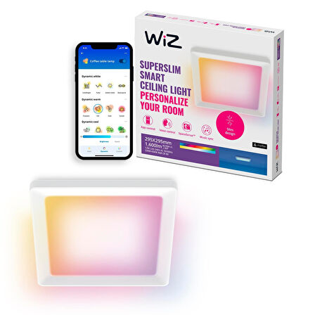 Wiz Beyaz Akıllı Sıva Üstü RGB Kare Panel Tavan Armatürü 12W