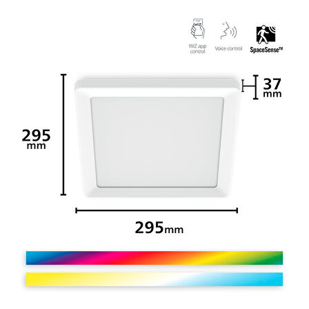 Wiz Beyaz Akıllı Sıva Üstü RGB Kare Panel Tavan Armatürü 12W