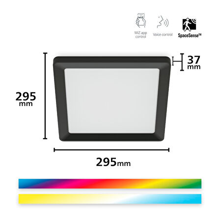 Wiz Siyah Akıllı Sıva Üstü RGB Kare Panel Tavan Armatürü 12W