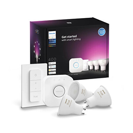 Philips HueWCA 4.2W GU10 Renkli Spot Akıllı Ampul 3'lü Başlangıç Seti (Kumandalı)
