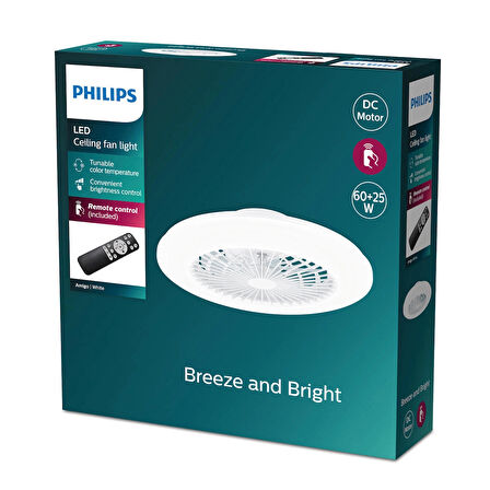 Philips Amigo Flat Fan Ceiling IR RD 25W+60W WH