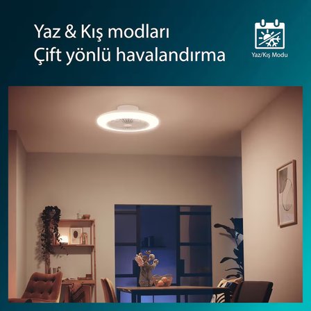 Philips Amigo Fanlı Tavan Lambası Değiştirilebilir Sarı ve Beyaz Işık 60+25 W