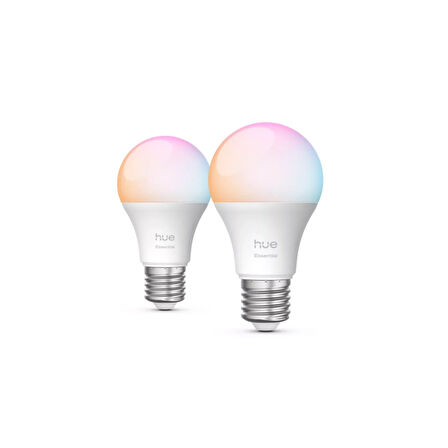 Philips Hue Essential 8W E27 806 Lumen Renkli Akıllı Ampul A60 (2'li Ekopaket)