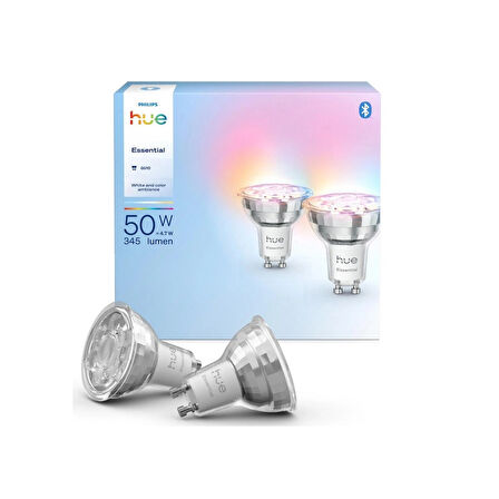 Philips Hue Essential 4.7W GU10 345 Lumen Renkli Akıllı Spot Ampul (2'li Ekopaket)