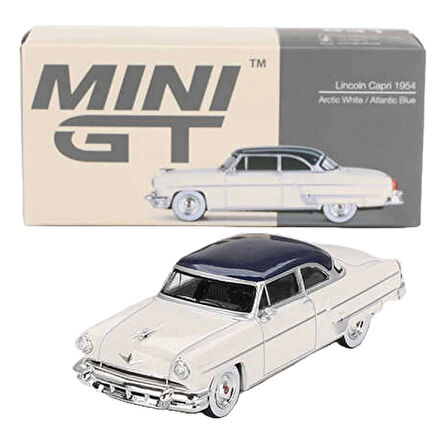 1:64 Diecast Lincoln Capri 1954 Arctic White Atlantic Blue Mini GT Model Araba