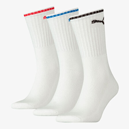 Puma Sport Crew Stripe 3lü Unisex Beyaz Çorap