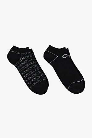 Kadın Ck 2'li Sneaker All Over Logo Çorap - Siyah | ONE