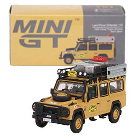 1:64 Diecast Land Rover Defender 110 1989 Camel Trophy Amazon Team Japan Mini GT Model Araba